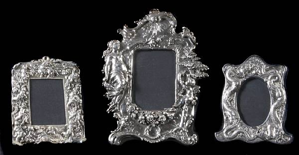 Appraisal: A group of three sterling mounted frames height of largest