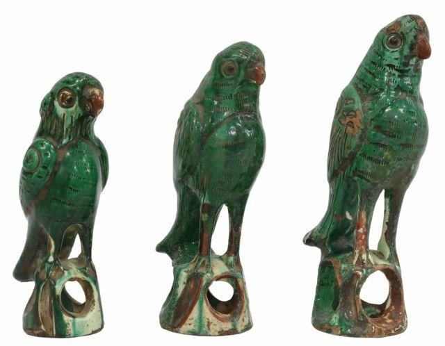 Appraisal: lot of Chinese ceramic incense burners modeled as parrots in