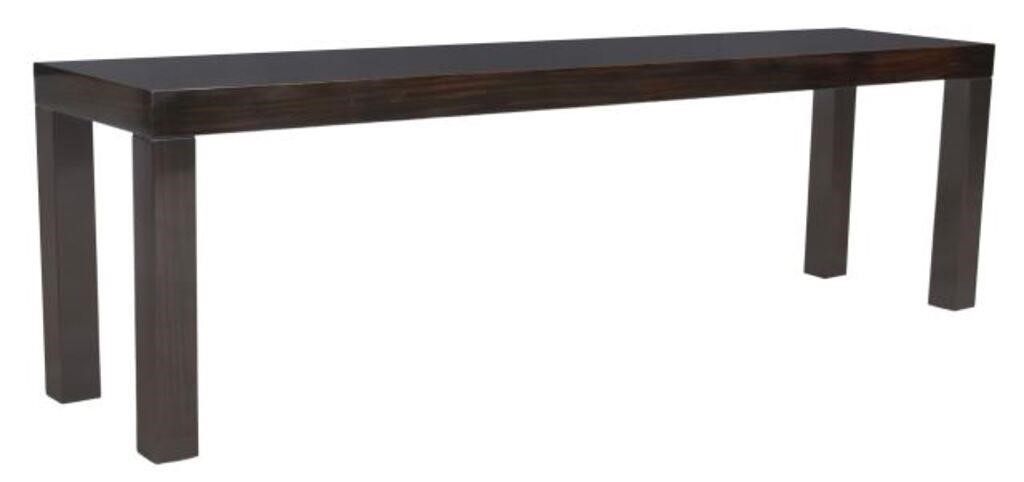 Appraisal: Contemporary lacquered wood console table th c in an ebony