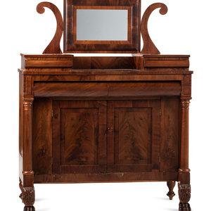 Appraisal: A Classical Figured Cherrywood and Mahogany Veneered Dresser Circa Height