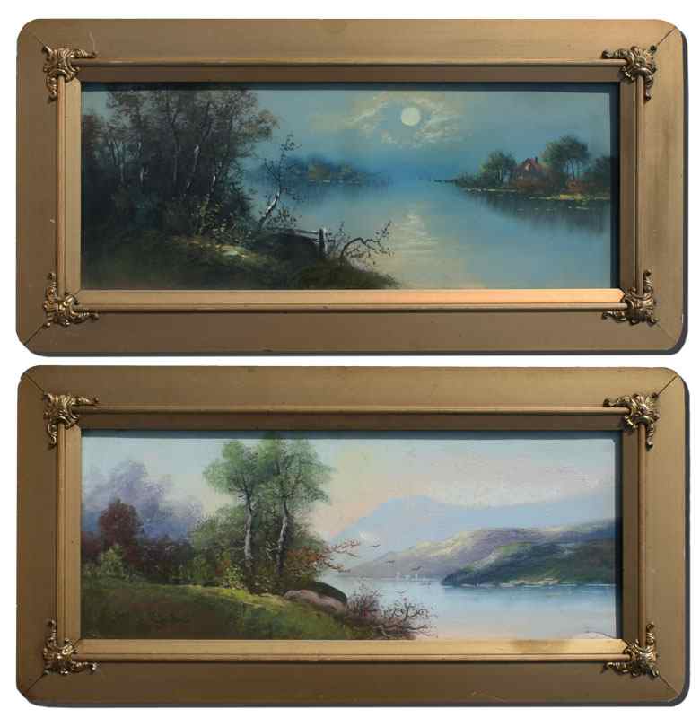 Appraisal: PAIR OF HUDSON RIVER STYLE PASTELS SIGNED CHANDLER Hudson River