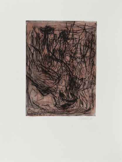 Appraisal: Georg Baselitz b Adler drypoint with extensive handcolouring in red