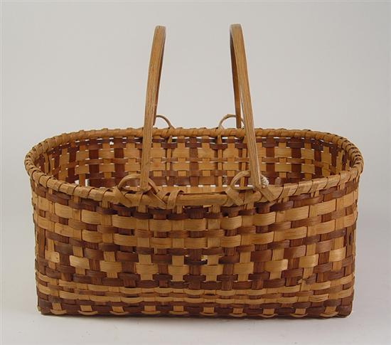 Appraisal: Cherokee Indian Splint Oak Gathering Basket Mid th Century Rectangular