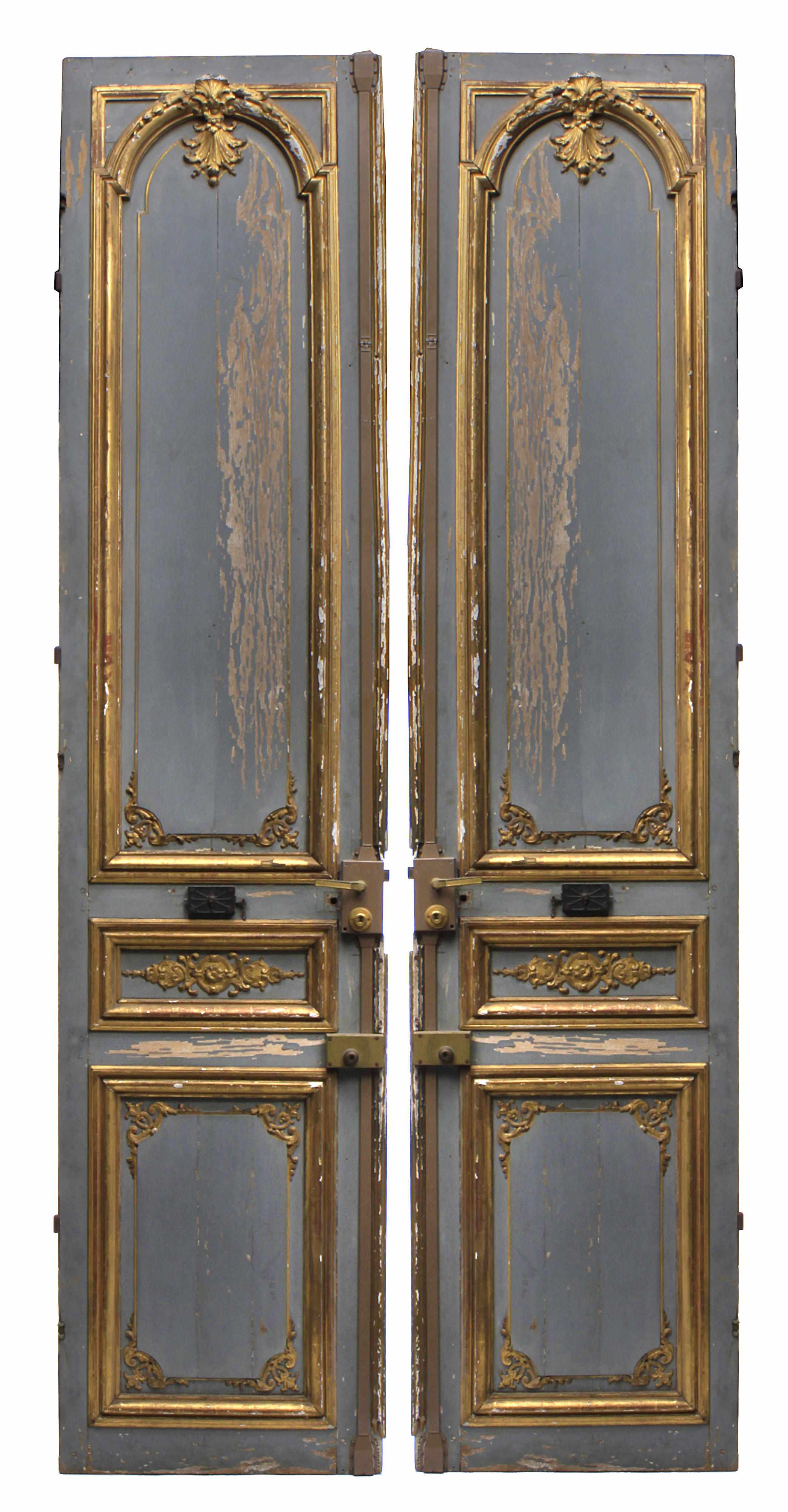 Appraisal: A pair of Neoclassical style paint decorated boiserie paneled doors