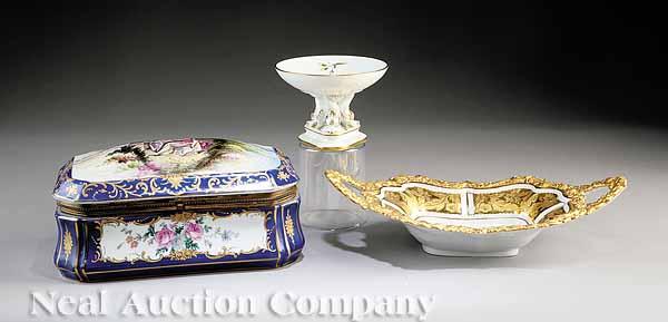 Appraisal: Three Pieces of Continental Porcelain including a Sevres-style polychrome and