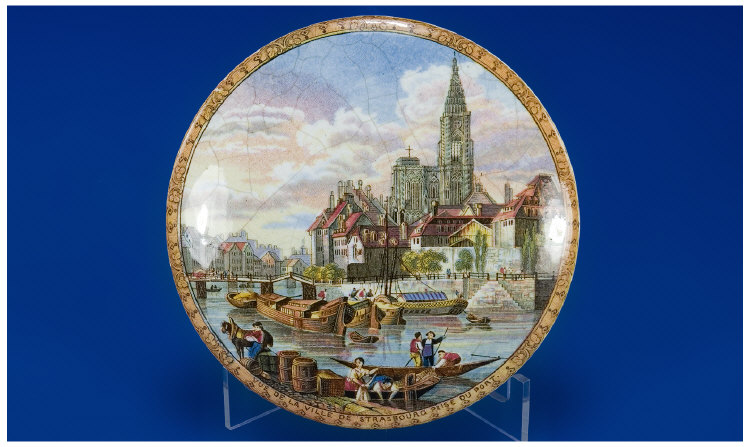 Appraisal: Victorian Pot Lid Vue De La Ville De Strasbourg Prise