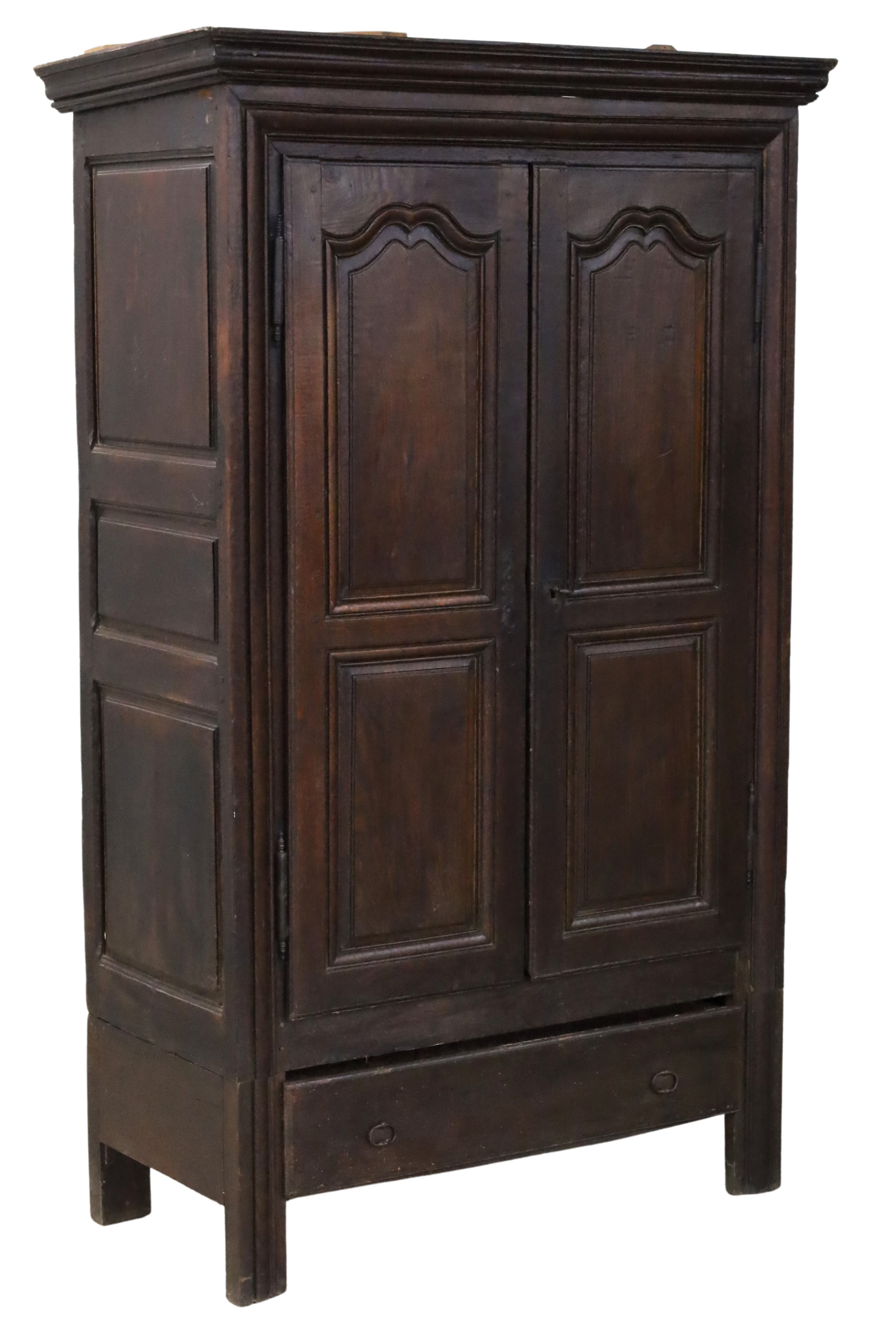 Appraisal: EARLY WALNUT AND MIXED WOOD FRENCH ARMOIRE Early walnut and