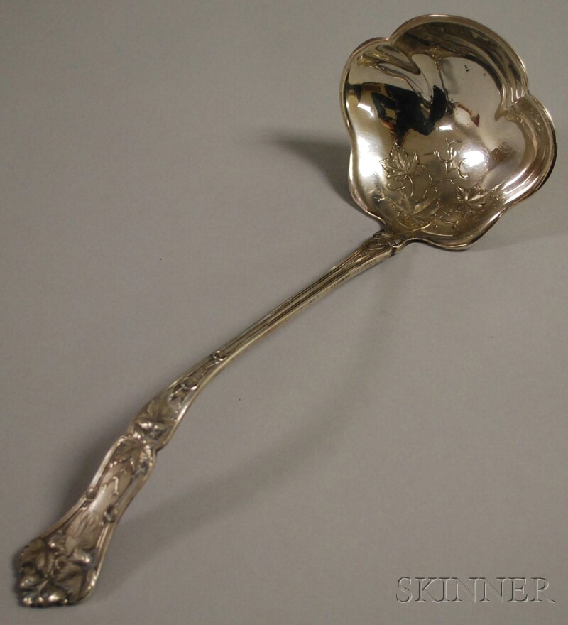 Appraisal: International Edgewood Pattern Sterling Soup Ladle early th century monogrammed