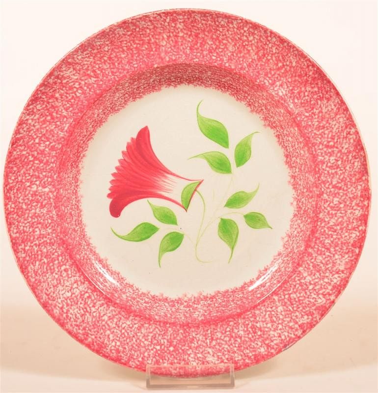 Appraisal: Red Spatter Ironstone China Thistle Plate Red Spatter Ironstone China