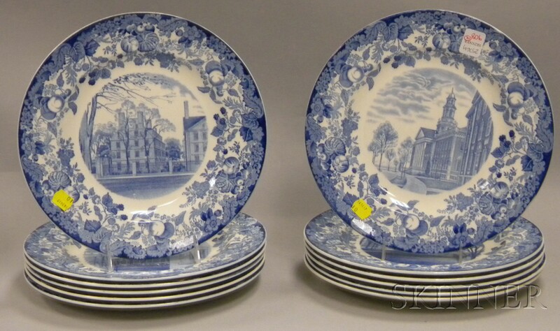 Appraisal: Set of Twelve Wedgwood Blue and White Transfer Harvard University