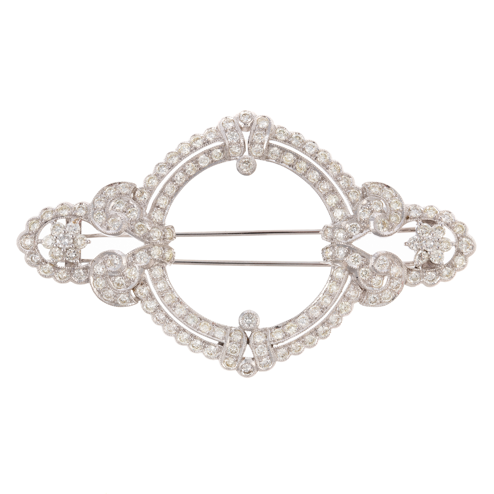 Appraisal: AN ELABORATE CTW DIAMOND BROOCH IN K K white gold