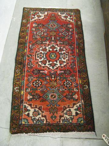 Appraisal: Hamadan Persian Handmade Runner stylized florals red field ' x