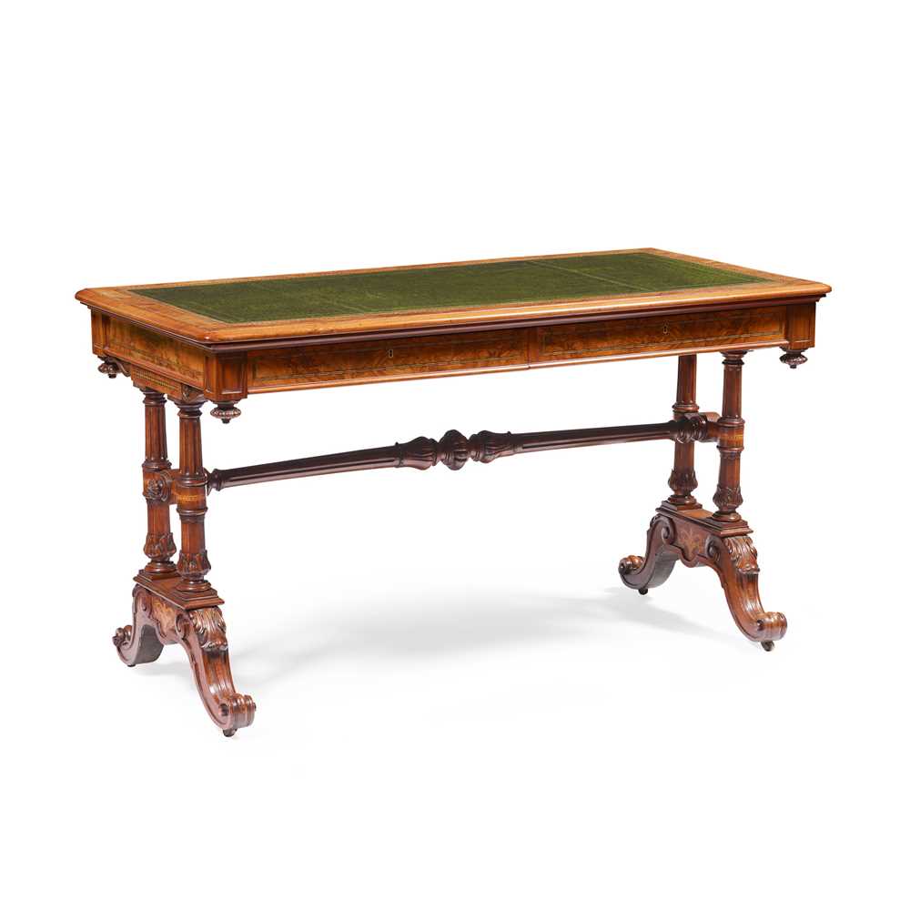 Appraisal: EARLY VICTORIAN WALNUT MAHOGANY AND INLAID LIBRARY TABLE MID TH