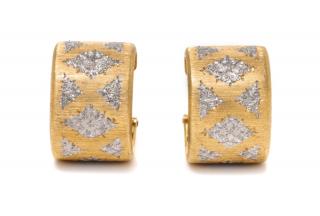 Appraisal: A Pair of Karat Bicolor Gold Hoop Earclips M Buccellati