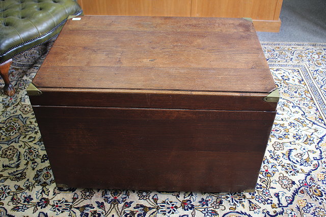 Appraisal: AN ANTIQUE OAK BRASS BOUND CAMPAIGN CHEST cm wide