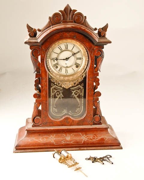 Appraisal: Ansonia Parlour Clock walnut case day time and strike H