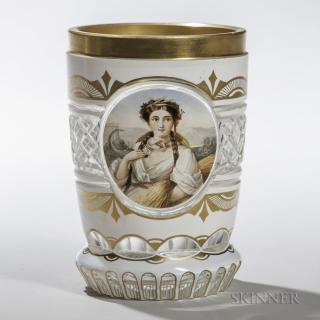 Appraisal: Bohemian Cut Glass Cup late th early th century gilded