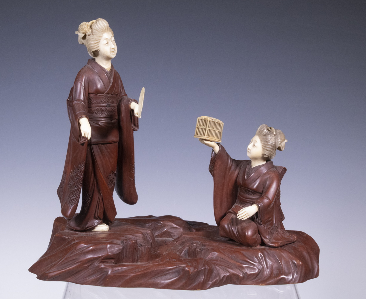 Appraisal: TH C JAPANESE WOOD AND IVORY OKIMONO A Portrait of