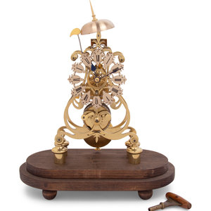 Appraisal: A Brass Skeleton Clock Likely English Late th Early th