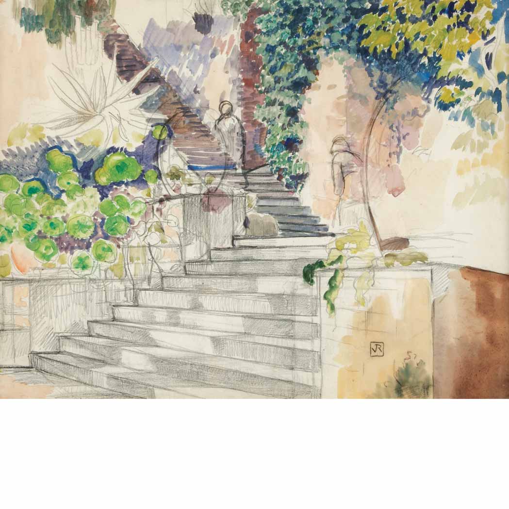 Appraisal: Theodore Van Rysselberghe Belgian - Study of a Staircase Signed