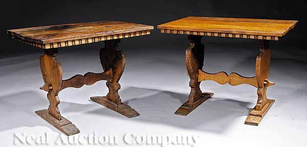 Appraisal: A Pair of Italian Grand Tour Walnut Tabourets th c