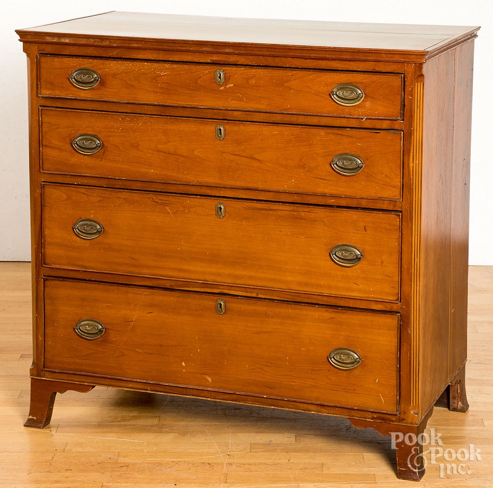 Appraisal: Pennsylvania Federal cherry chest of drawers Pennsylvania Federal inlaid cherry