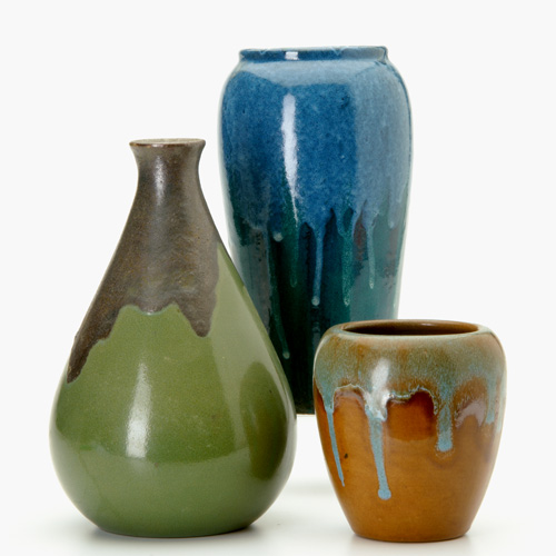 Appraisal: SATURDAY EVENING GIRLS Three vases of assorted shapes with dripping