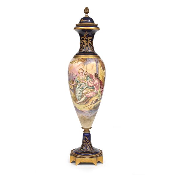 Appraisal: A SEVRES STYLE GILT METAL MOUNTED PORCELAIN VASE AND COVER