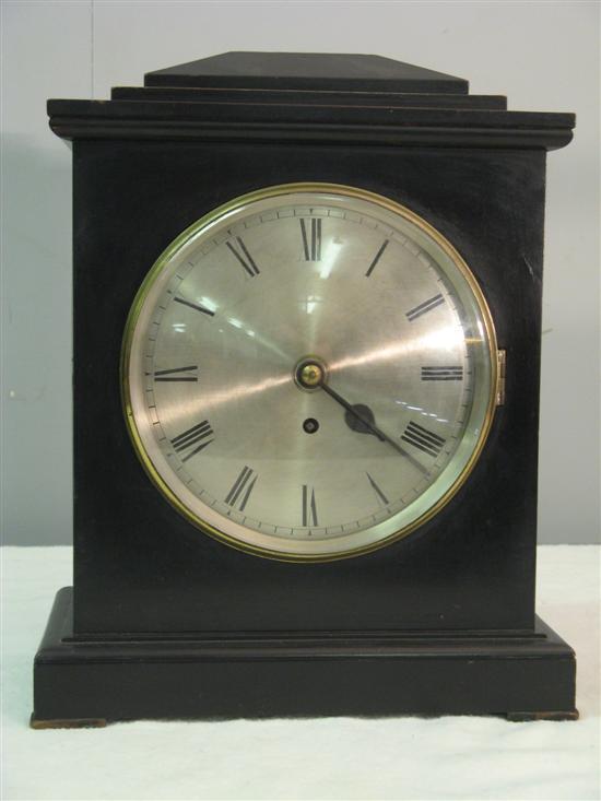 Appraisal: th Century ebonised mantle clock with silvered dial to single