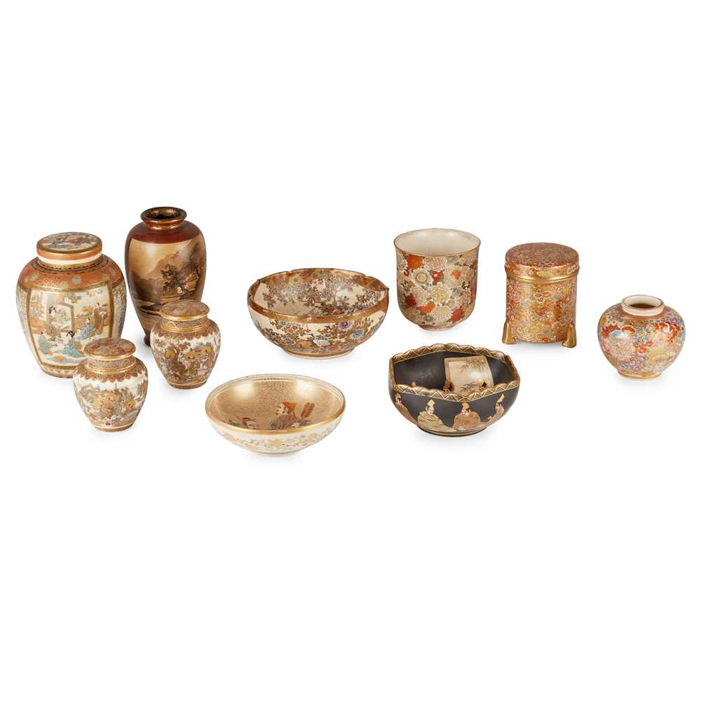 Appraisal: GROUP OF TEN SATSUMA WARES MEIJI TAISHO PERIOD comprising one