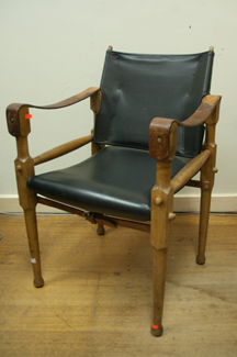 Appraisal: LEATHER SAFFARI CHAIR