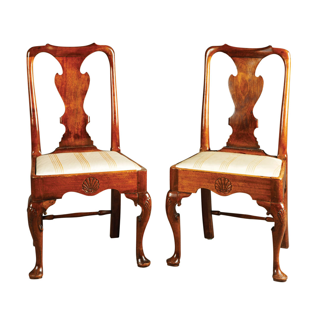 Appraisal: Pair of George I Walnut Side Chairs th Century Each