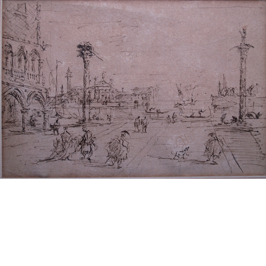 Appraisal: Manner of Giacomo Guardi i The Piazzetta Venice Brown ink