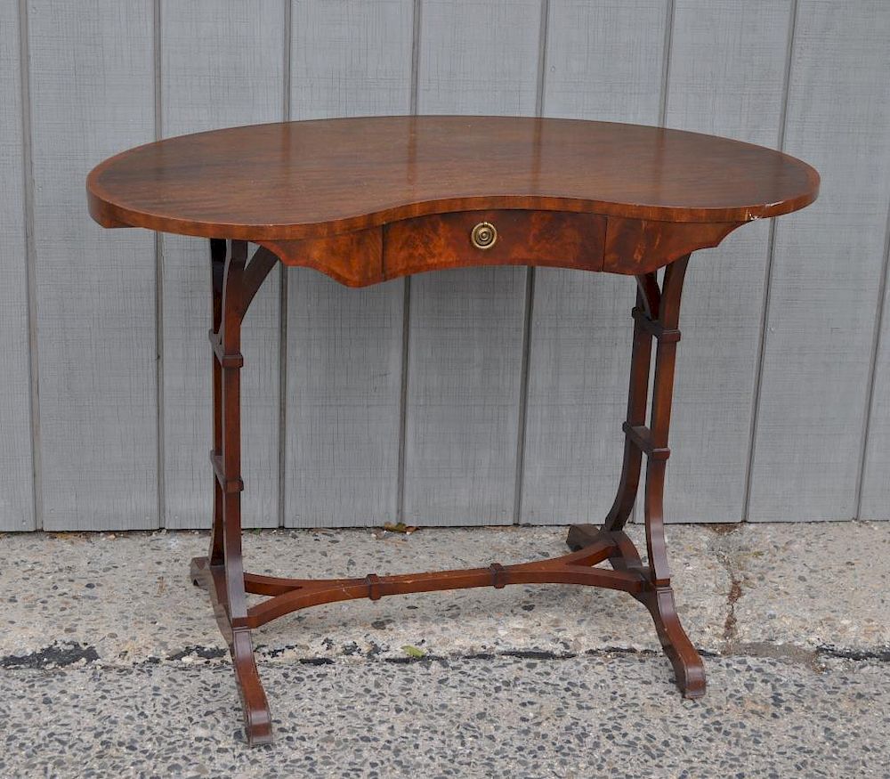 Appraisal: Regency Style Kidney Shaped Writing Table mahogany with cross banded