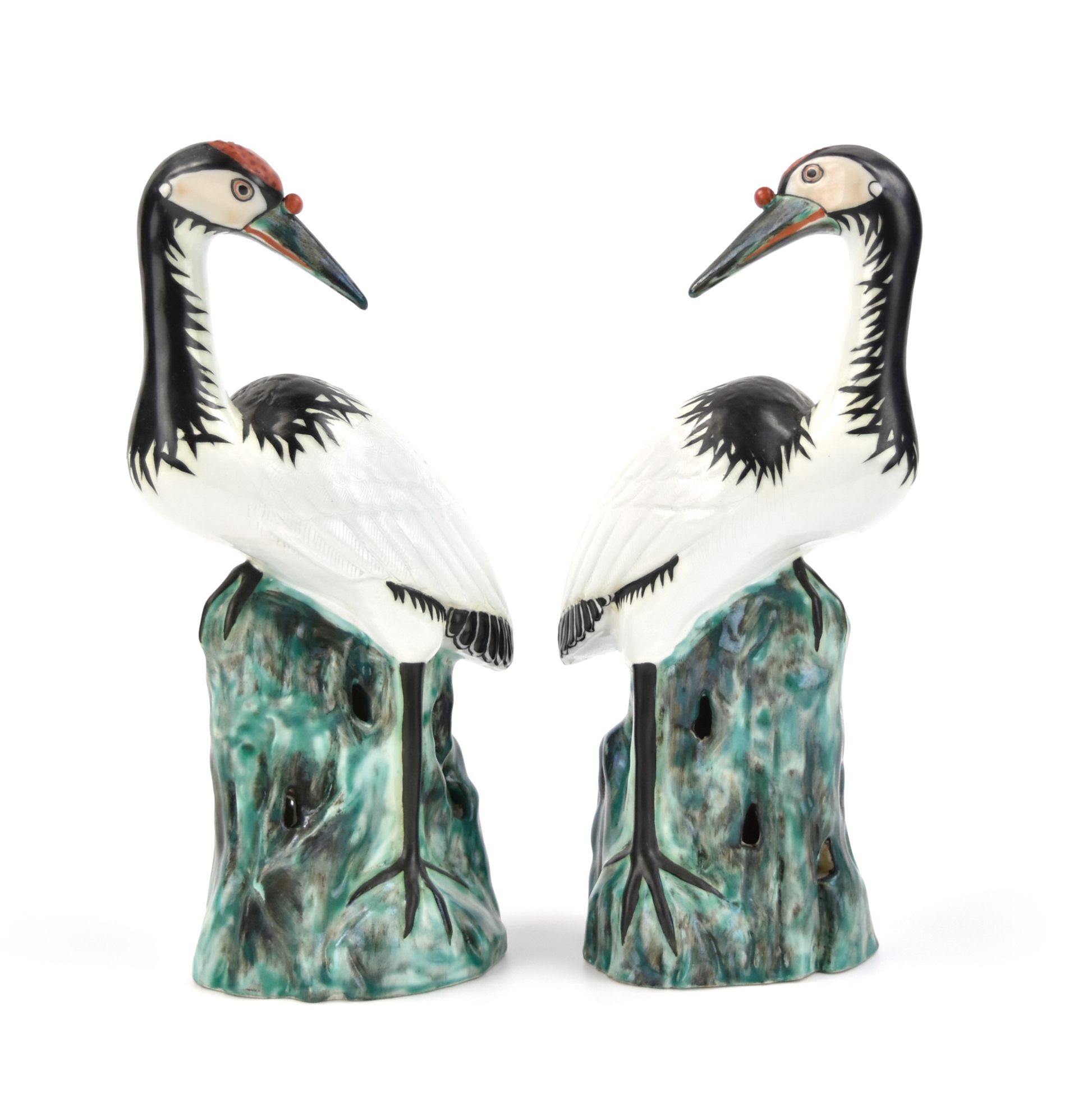 Appraisal: Chinese th C pair of porcelain cranes in white and