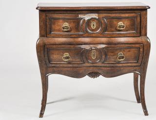 Appraisal: PROVINCIAL STYLE PARQUETRY SMALL COMMODE American By Auffray Co N