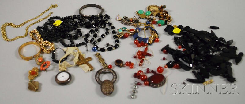 Appraisal: Group of Antique and Costume Jewelry including jet beads a