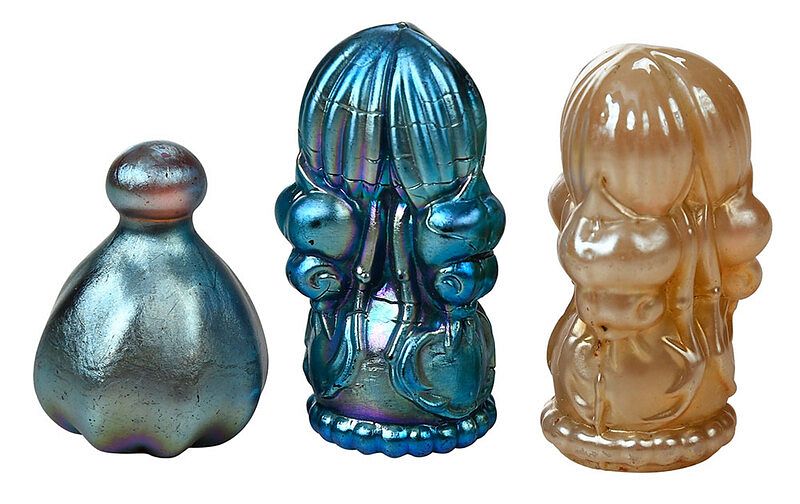 Appraisal: Three Favrile Glass Seals Attributed to Tiffany American th century