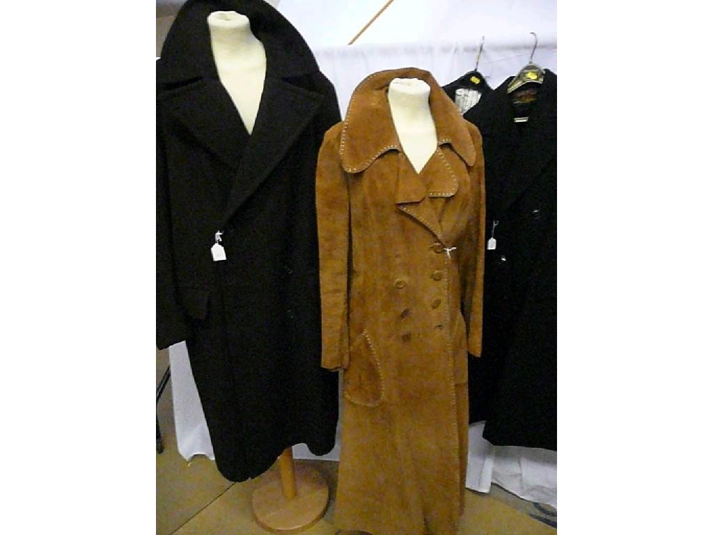 Appraisal: Two vintage top quality gent's overcoats one 'Maxi' suede lady's