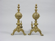 Appraisal: Pair of Brass Andirons An attractive pair of andrions with