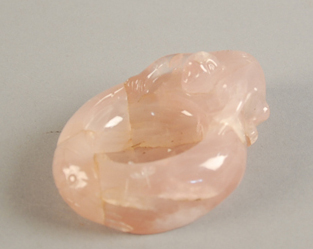 Appraisal: Chinese Pink Quartz Water Cup with a monkey carved to