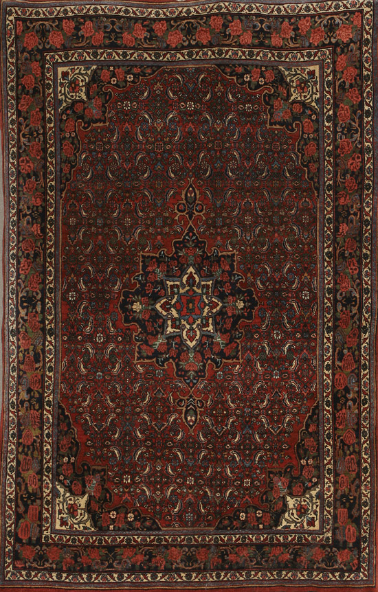 Appraisal: Bidjar Rug First Quarter th Century Shaded red ground with