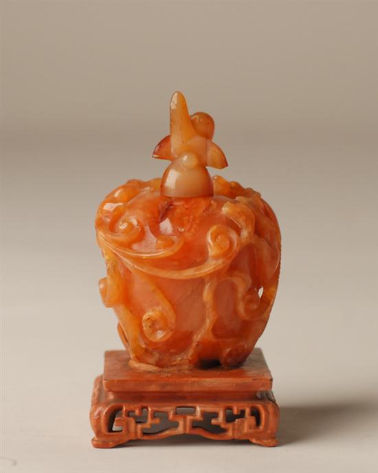 Appraisal: A th C Carved Stone Chinese Snuff Bottle with a