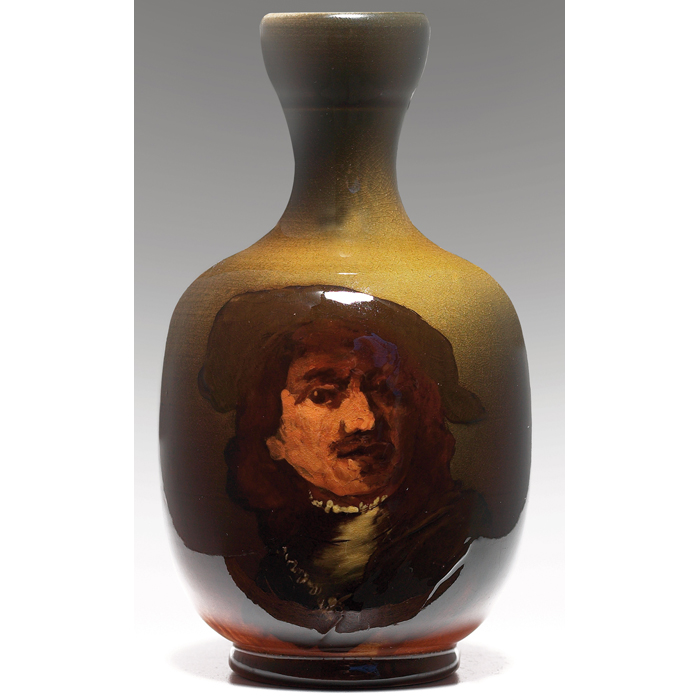 Appraisal: Rookwood vase Standard glaze with portrait of a man executed