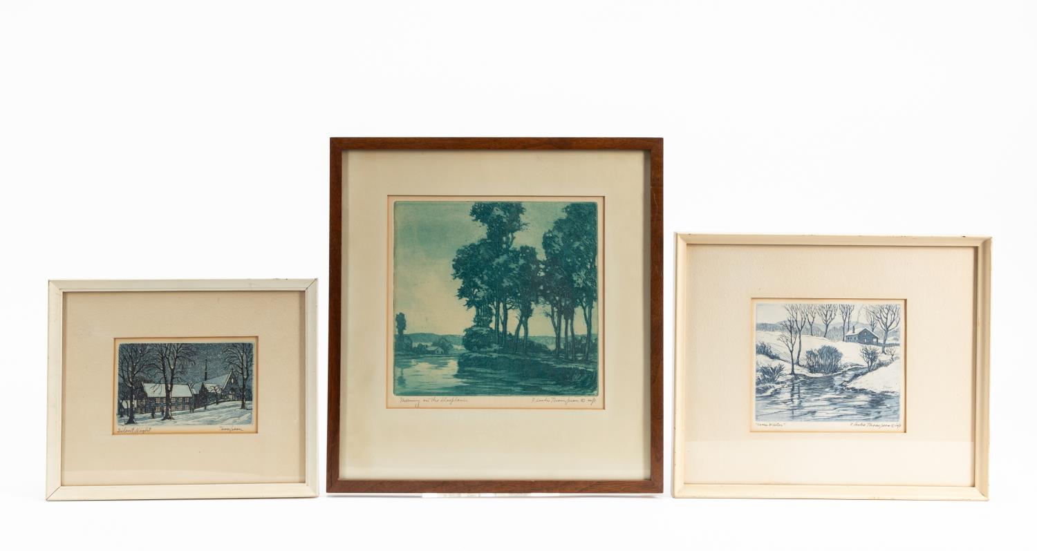 Appraisal: THOMPSON LANDSCAPE ARCHITECTURAL ETCHINGS Floyd Leslie Thompson American - three