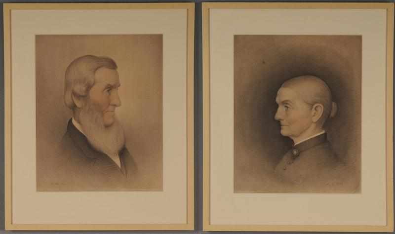 Appraisal: AMERICAN SCHOOL PAIR OF PENCIL BUST PROFILE PORTRAITS OF AN