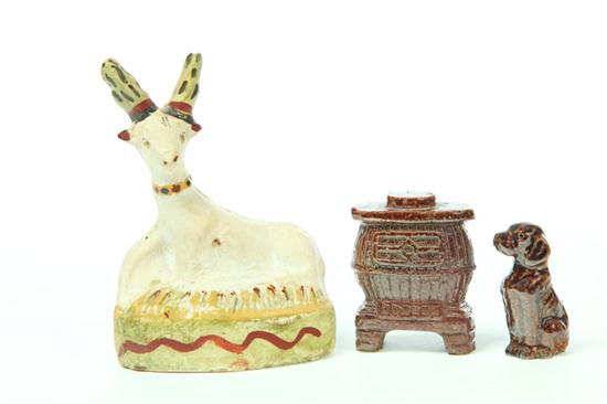 Appraisal: CHALK DEER AND TWO SEWERTILE PIECES American th- th century