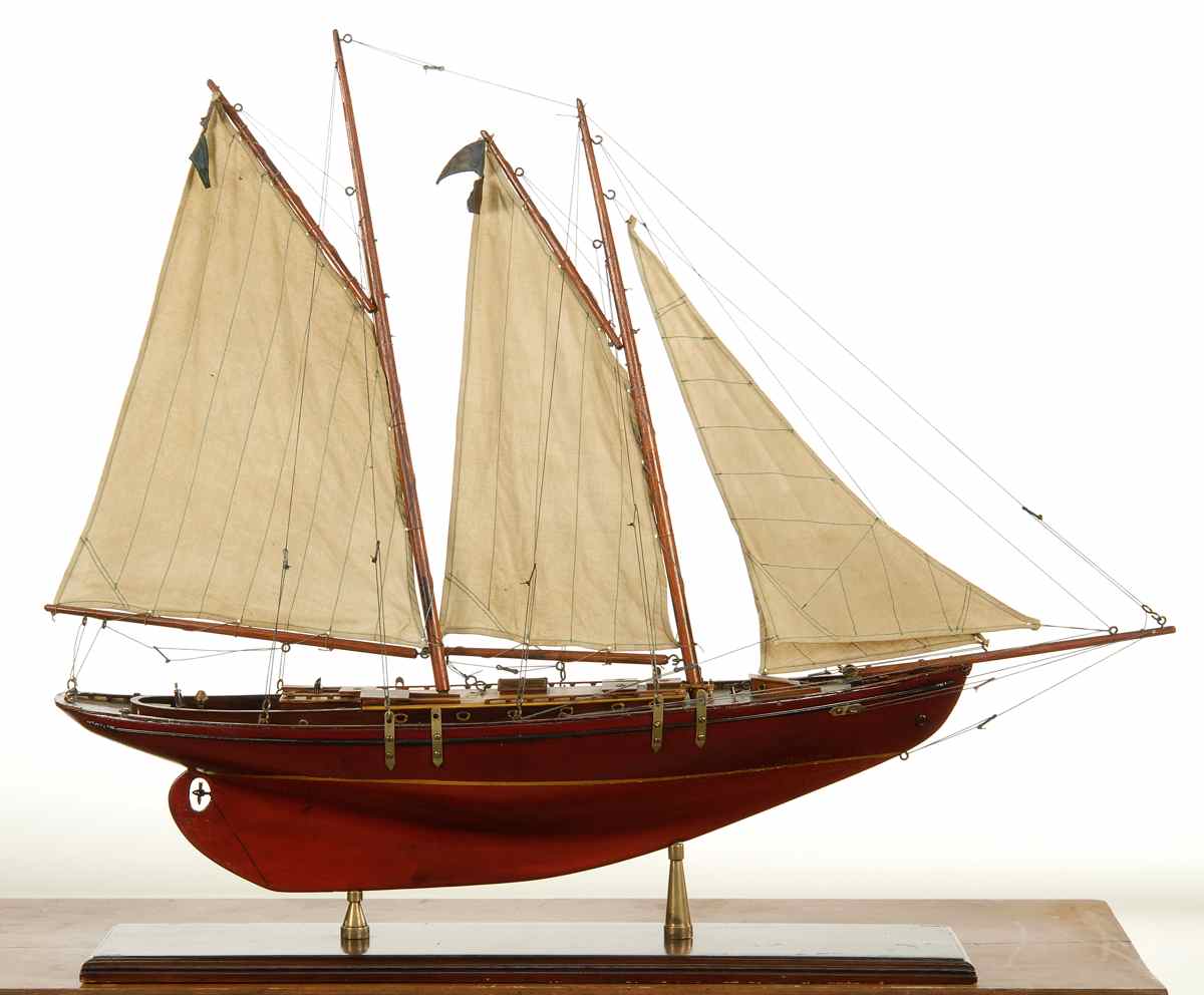 Appraisal: VINTAGE POND MODEL OF THE TWO-MASTED SCHOONER RED HEADHull painted