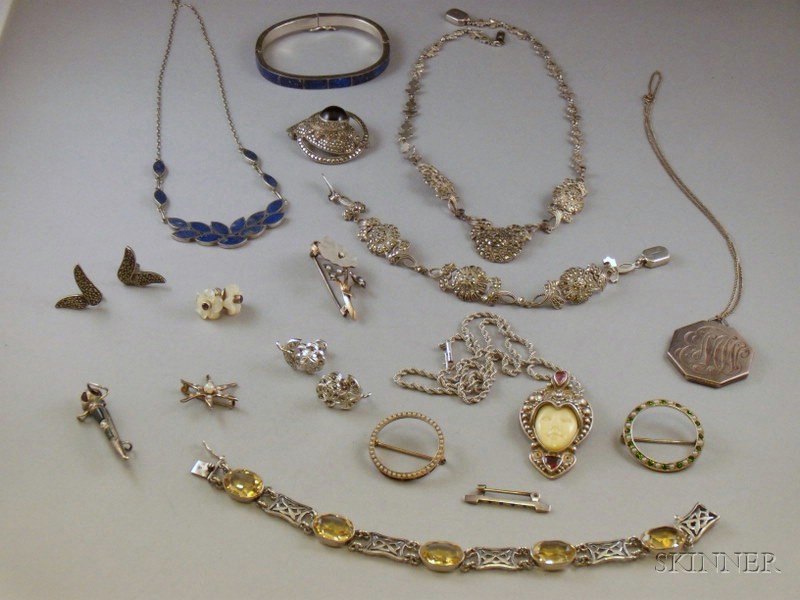 Appraisal: Small Group of Assorted Silver Jewelry including many marcasite or