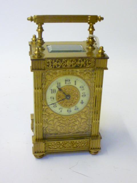 Appraisal: A BRASS CASED CARRIAGE CLOCK early th century the single